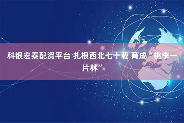 科银宏泰配资平台 扎根西北七十载 育成“桃李一片林”