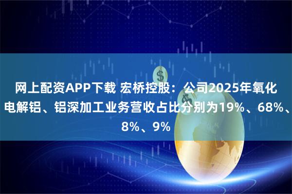 网上配资APP下载 宏桥控股：公司2025年氧化铝、电解铝、铝深加工业务营收占比分别为19%、68%、9%